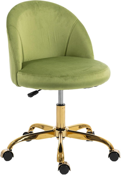 Black Velvet Vanity Chair Gold Base Adjustable Swivel Rolling Desk Chair