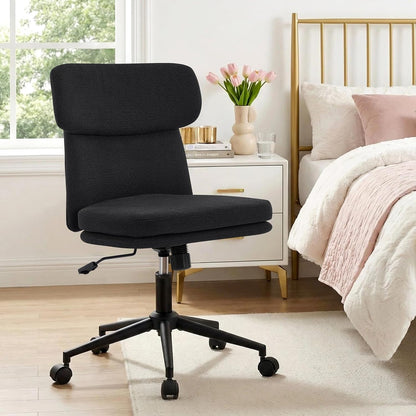 Black Velvet Vanity Chair Adjustable Swivel Office Chair with Wheels