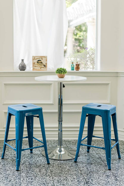 Black Metal Bar Stools Set of 2 Stackable Industrial Counter Height Seats