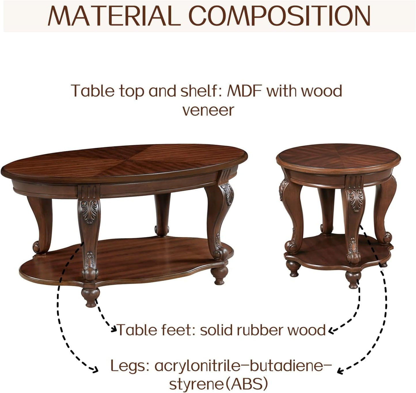 Round End Table Antique Natural Victorian Carved Side Table with Storage Shelf