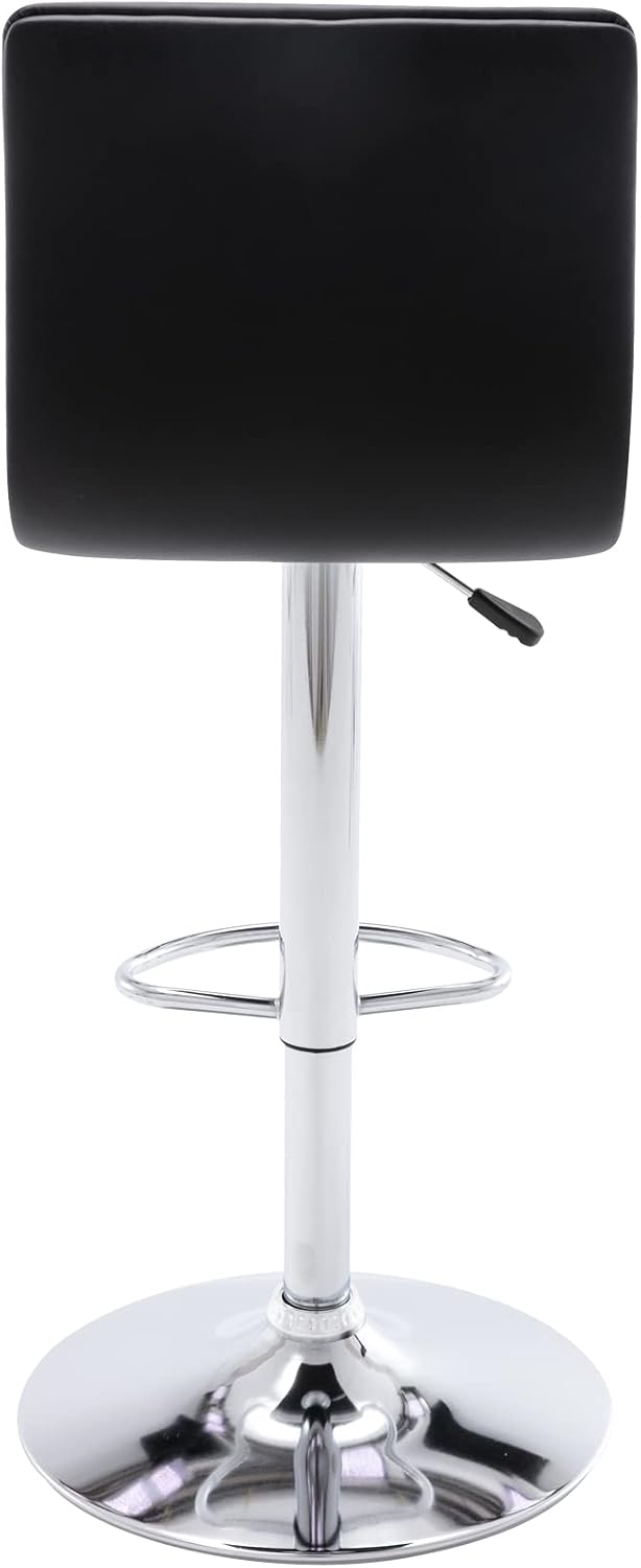 Black Adjustable Bar Stools Set of 2 Modern Swivel Faux Leather Chairs