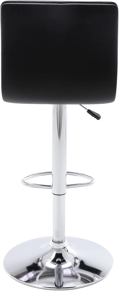 Black Adjustable Bar Stools Set of 2 Modern Swivel Faux Leather Chairs