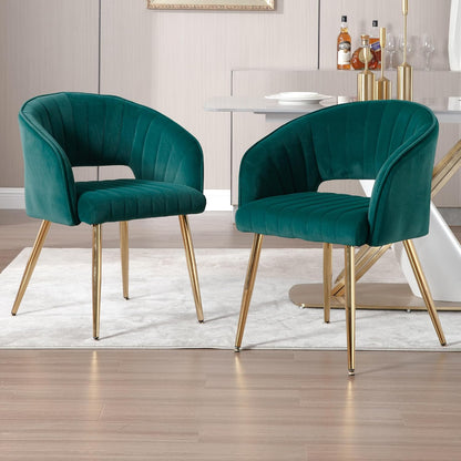 Light Gray Velvet Desk Chair Tufted Vanity Armchair with Gold Metal Legs