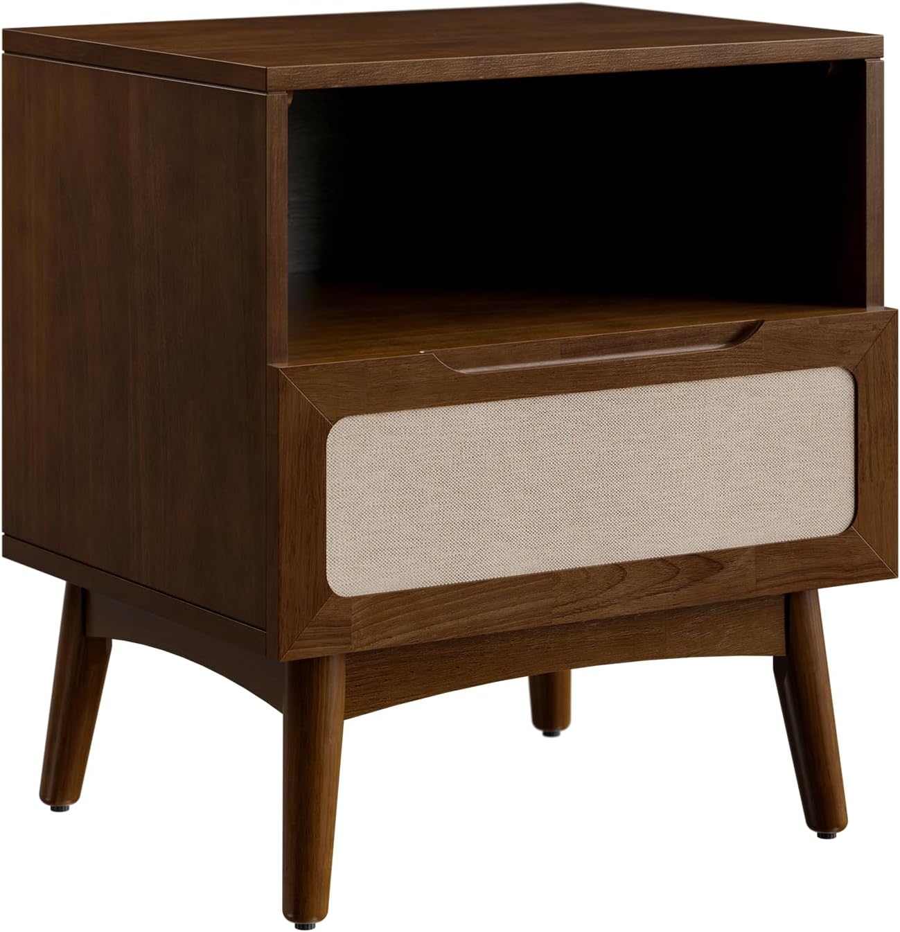 Solid Wood Chestnut Nightstand with Drawer & Open Shelf