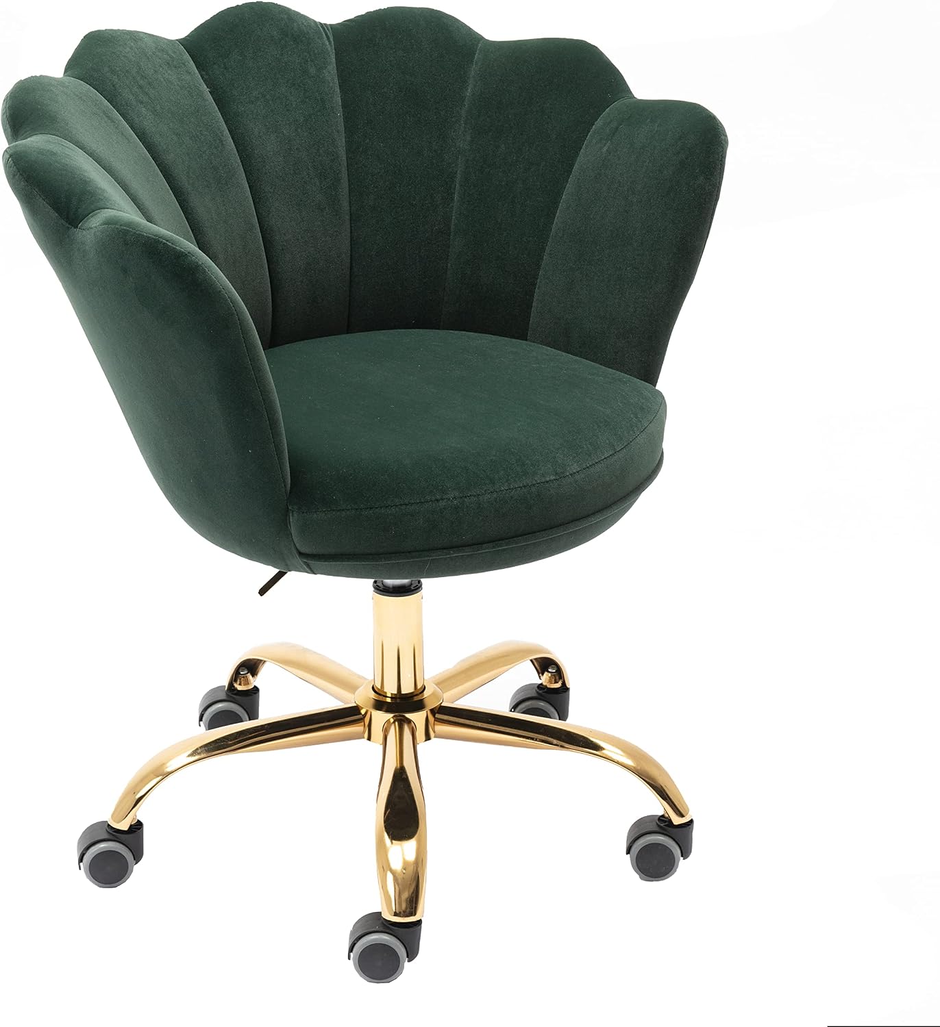 Blue Velvet Office Chair Adjustable Swivel Vanity Chair with Gold Base