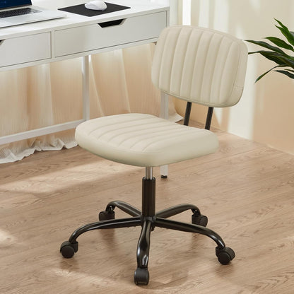 Brown Faux Leather Office Chair Adjustable Swivel Rolling Desk Chair