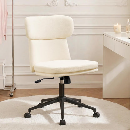 Black Velvet Vanity Chair Adjustable Swivel Office Chair with Wheels