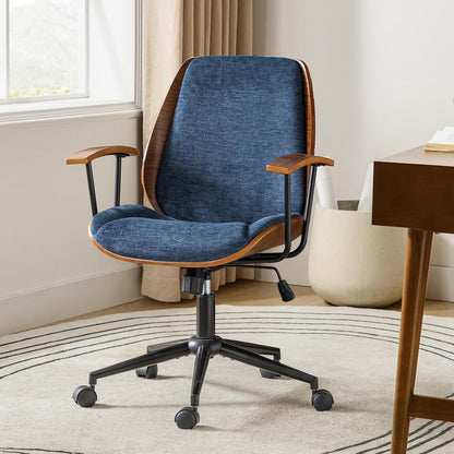 Green Solid Wood Office Chair Adjustable Swivel Mid Century Desk Chair