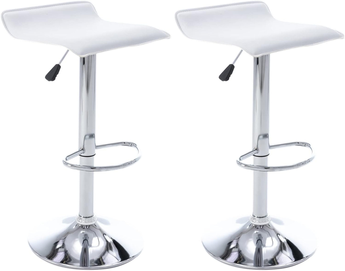 Black Adjustable Bar Stools Set of 2 Modern Swivel Backless Counter Chairs