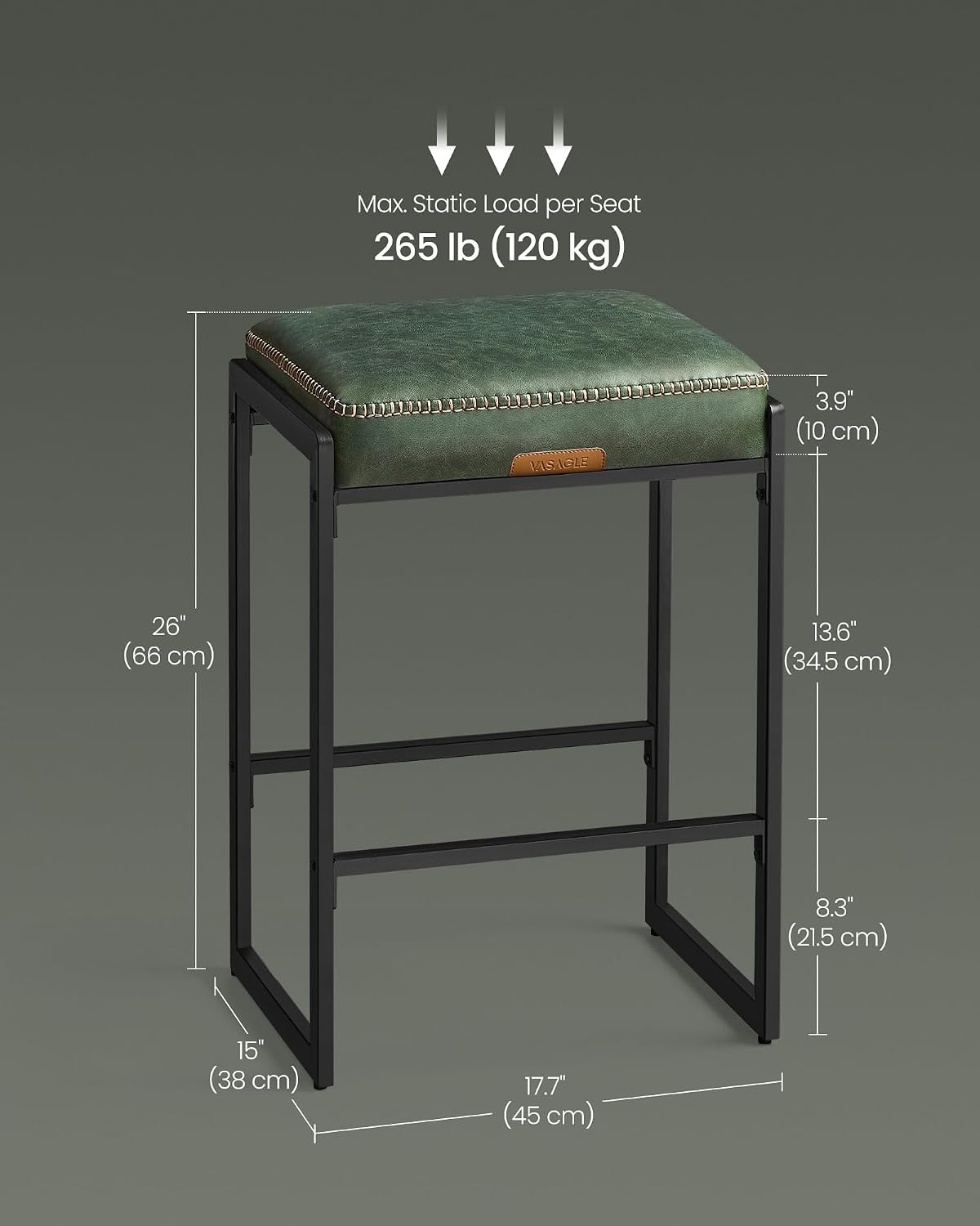 26 Inch Caramel Brown Counter Stool Upholstered Saddle Kitchen Bar Chair
