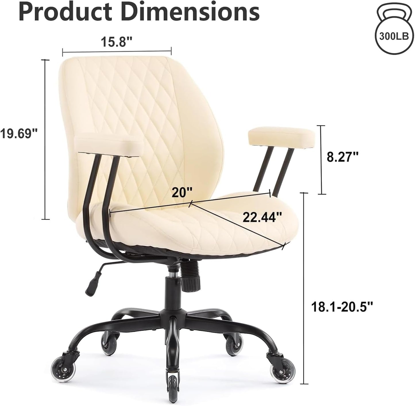 Brown Leather Office Chair Ergonomic Swivel Desk Chair with Lumbar Support and Wheels