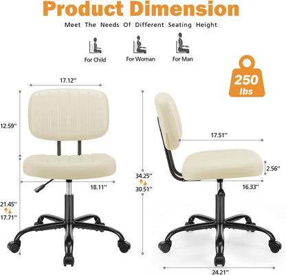 Brown Faux Leather Office Chair Adjustable Swivel Rolling Desk Chair