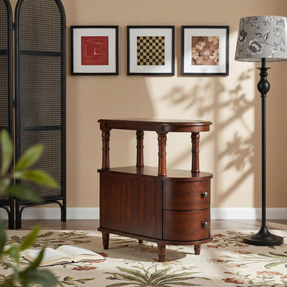 Solid Wood Narrow End Table with Drawers White Slim Bedside Nightstand