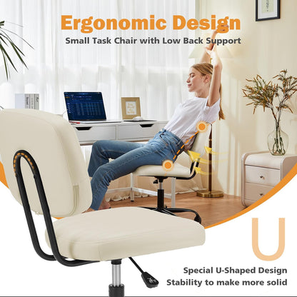 Brown Faux Leather Office Chair Adjustable Swivel Rolling Desk Chair