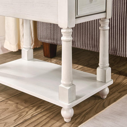 Solid Wood Narrow Nightstand with Drawer Cherry Brown Bedside End Table
