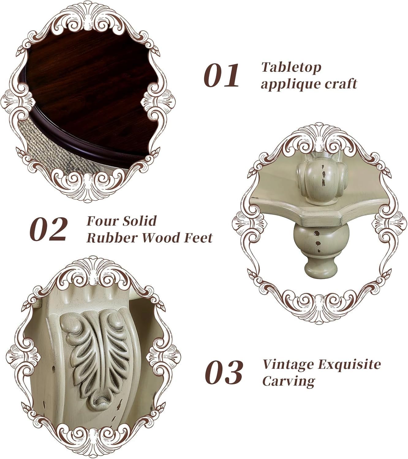 Oval Coffee Table with Storage Victorian Carved Wood 2 Tier Living Room Table