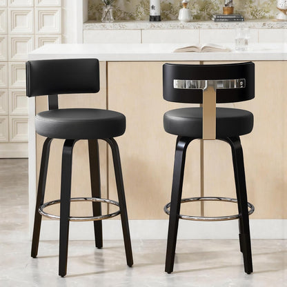 White Swivel Counter Stools Set of 2 Walnut Kitchen Island Chairs