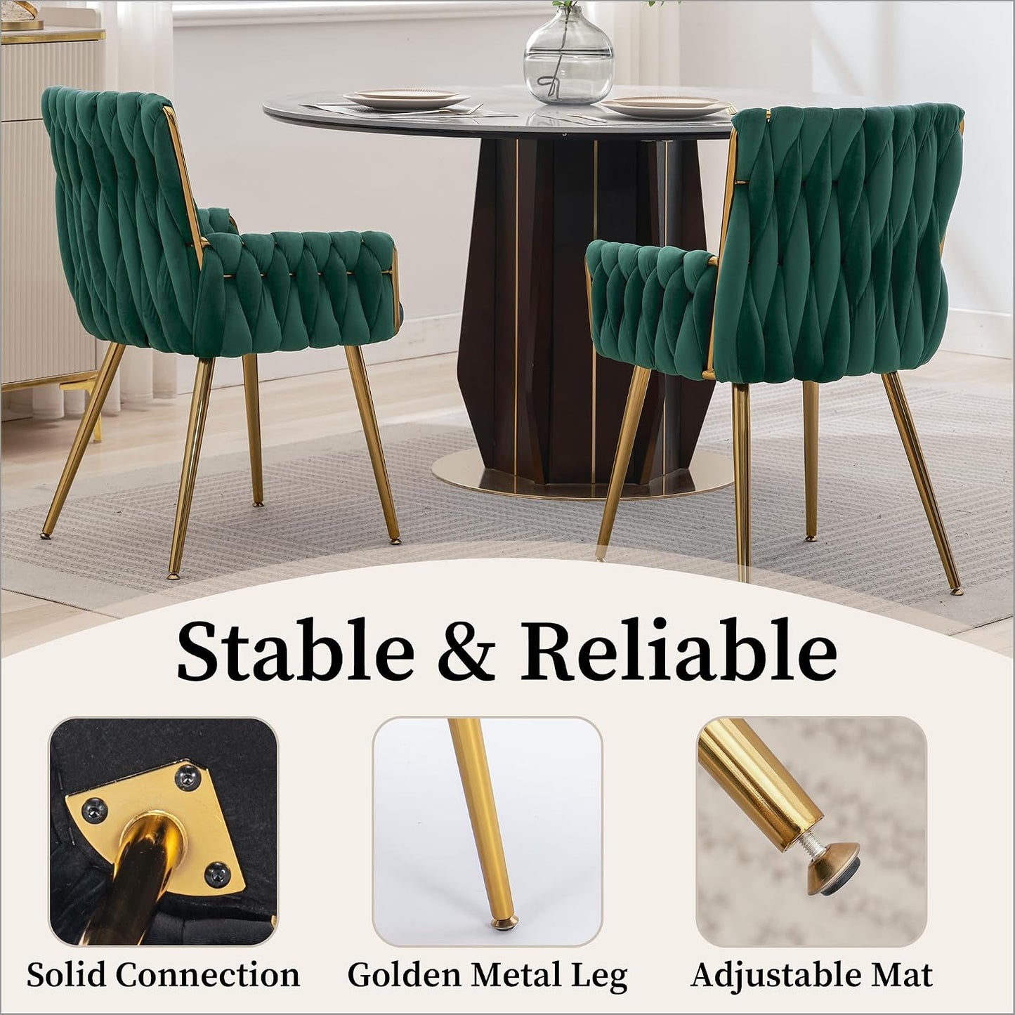 Beige Velvet Accent Chair Hand Woven Upholstered Armchair with Gold Metal Legs