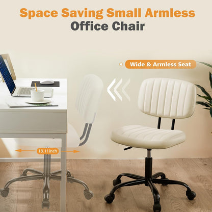 Brown Faux Leather Office Chair Adjustable Swivel Rolling Desk Chair