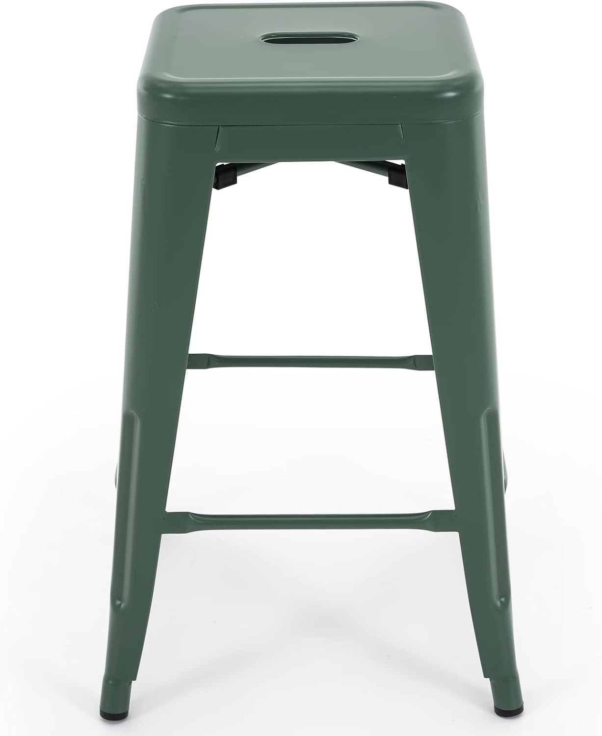 Black Metal Bar Stools Set of 2 Stackable Industrial Counter Height Seats