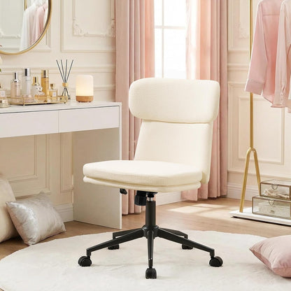 Black Velvet Vanity Chair Adjustable Swivel Office Chair with Wheels
