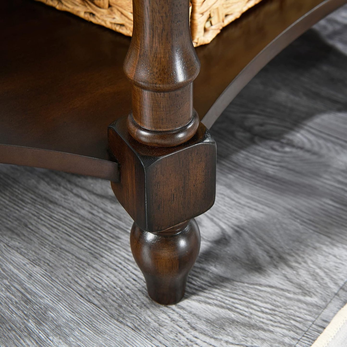 Solid Wood Demi Lune Console Table with Drawer and Storage Shelf