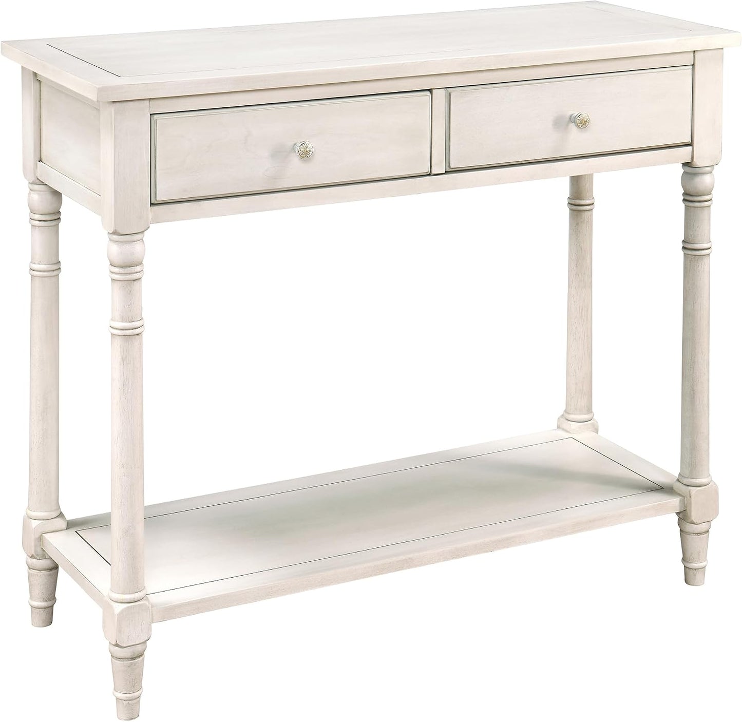 Solid Wood Console Table with 2 Drawers Black Narrow Entryway Table