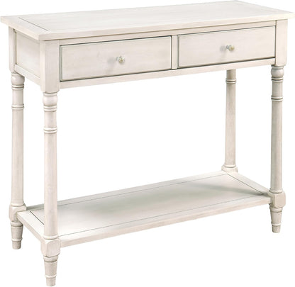 Solid Wood Console Table with 2 Drawers Black Narrow Entryway Table