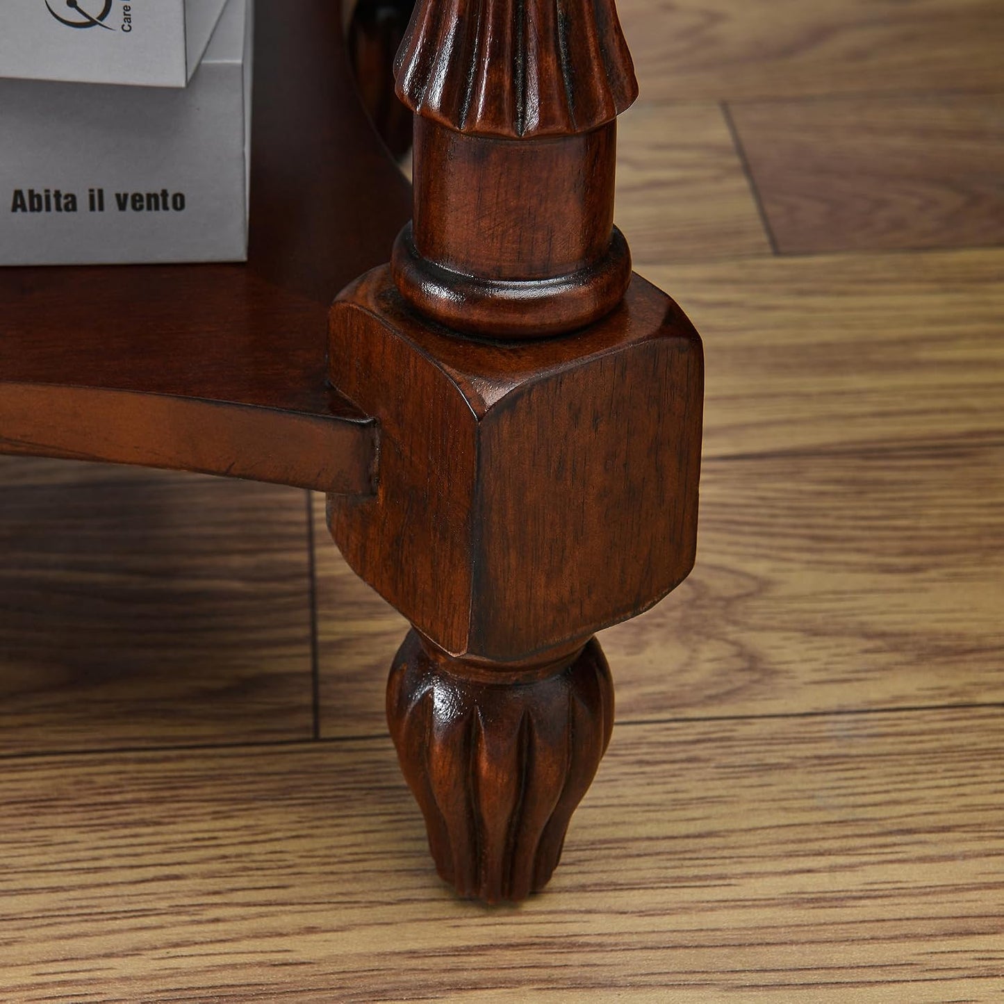 Solid Wood Oval End Table with Drawer and Lower Storage Shelf