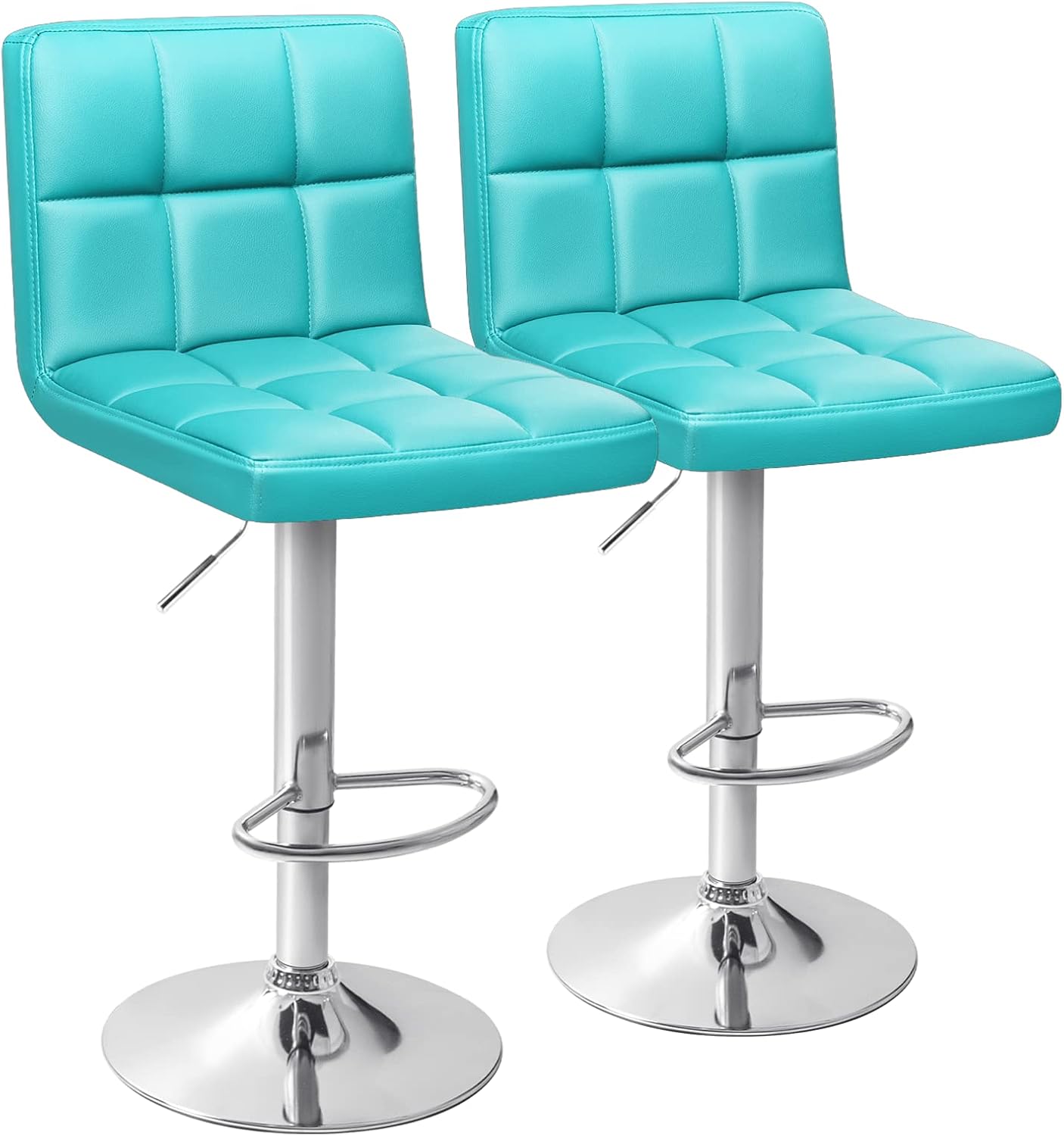 Black Swivel Bar Stools Set of 2 Adjustable Upholstered Kitchen Chairs