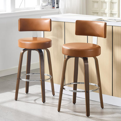 White Swivel Counter Stools Set of 2 Walnut Kitchen Island Chairs