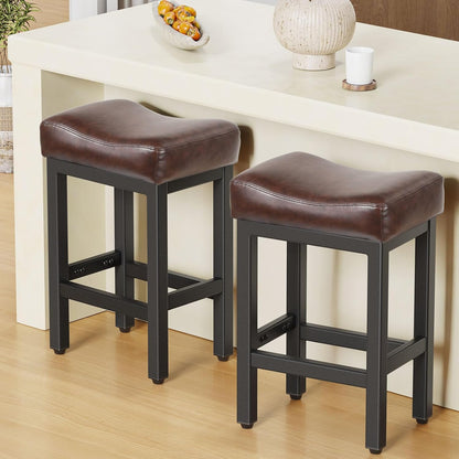 Gray Counter Height Bar Stools Set of 2 Upholstered Saddle Kitchen Seats
