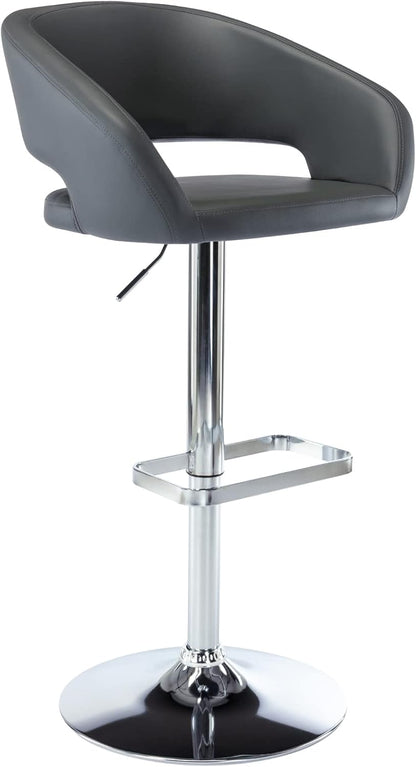 Black Adjustable Swivel Bar Stool Modern Faux Leather Counter Height Chair