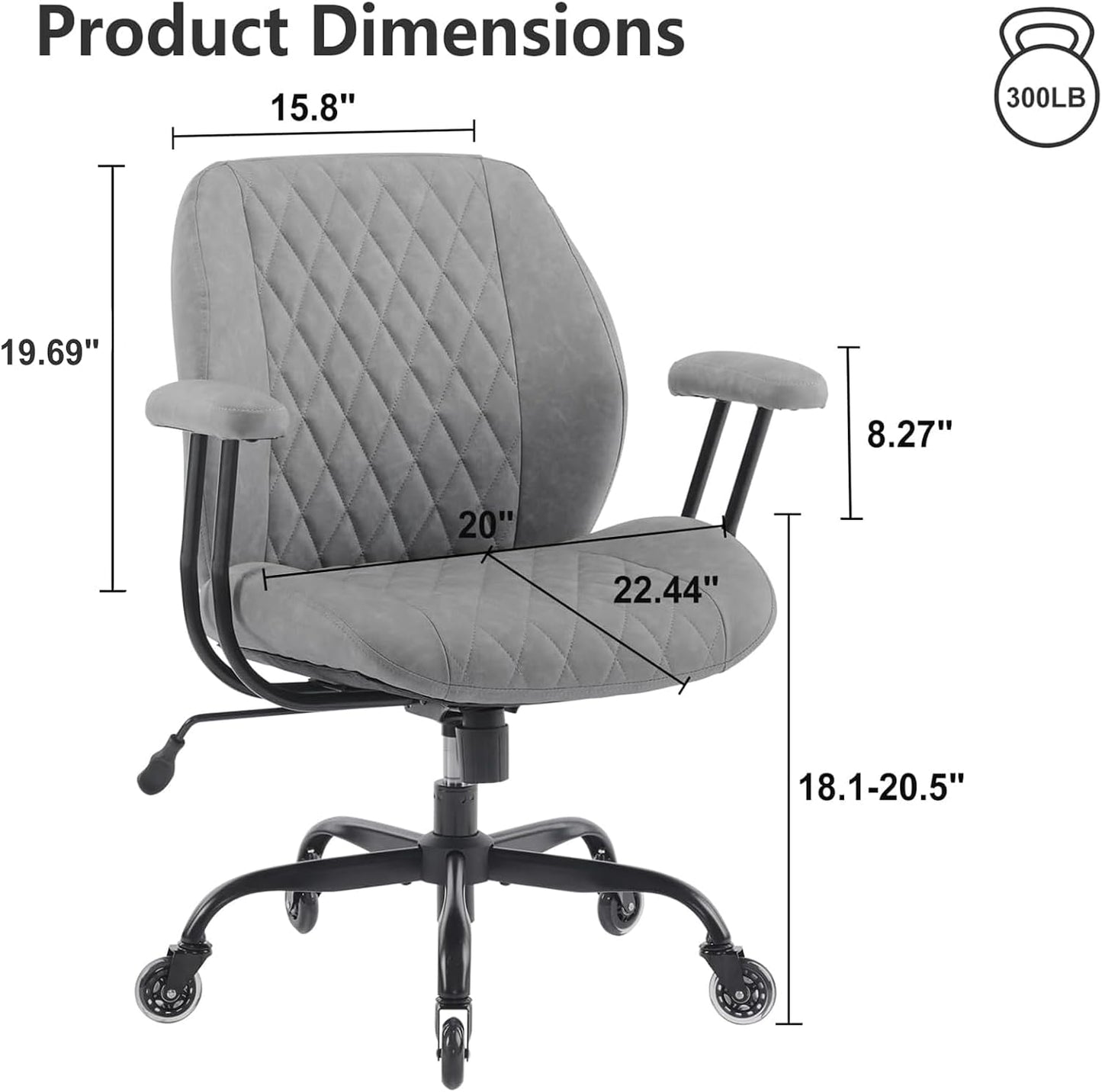 Brown Leather Office Chair Ergonomic Swivel Desk Chair with Lumbar Support and Wheels