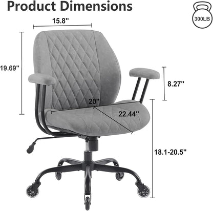 Brown Leather Office Chair Ergonomic Swivel Desk Chair with Lumbar Support and Wheels