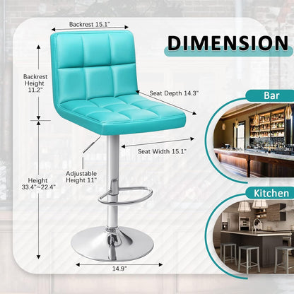 Black Swivel Bar Stools Set of 2 Adjustable Upholstered Kitchen Chairs