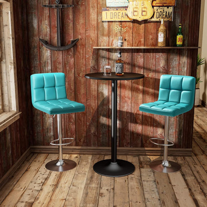 Black Swivel Bar Stools Set of 2 Adjustable Upholstered Kitchen Chairs
