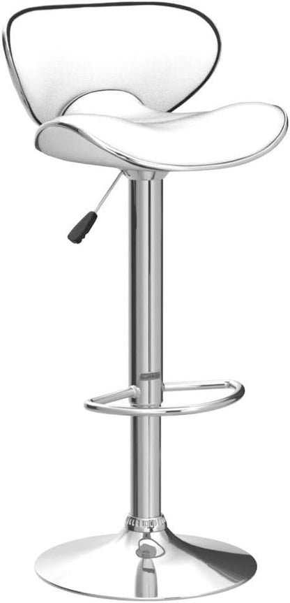 Blue Adjustable Bar Stools Set of 2 Modern Swivel Faux Leather Counter Chairs