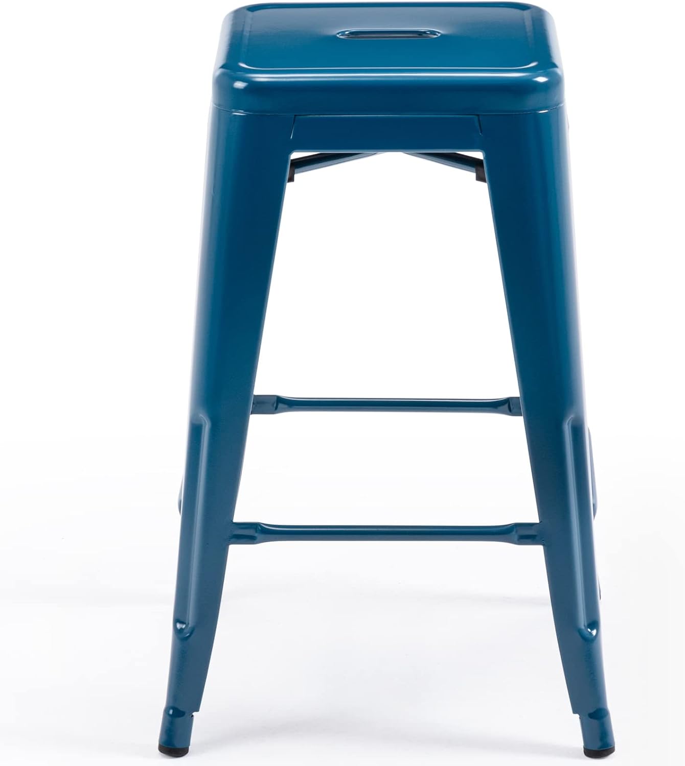 Black Metal Bar Stools Set of 2 Stackable Industrial Counter Height Seats