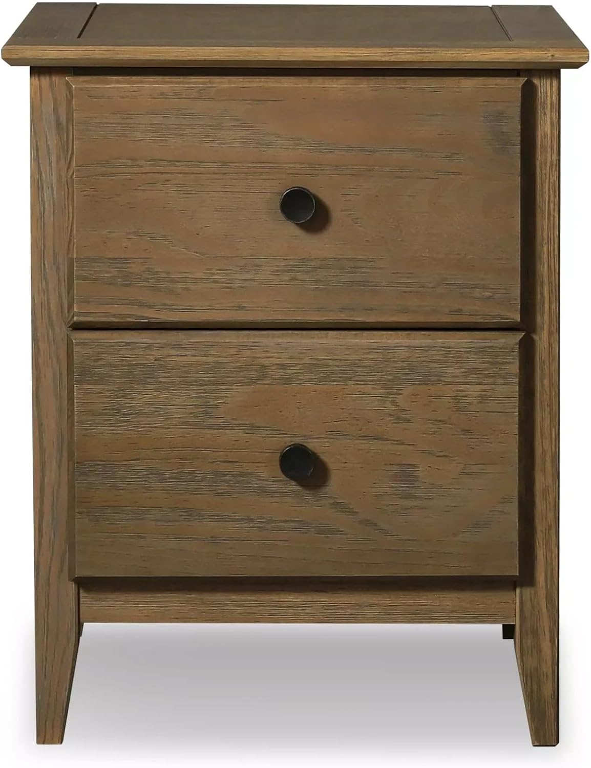 Solid Pine Wood 2-Drawer Nightstand – Brushed Walnut Bedside Table