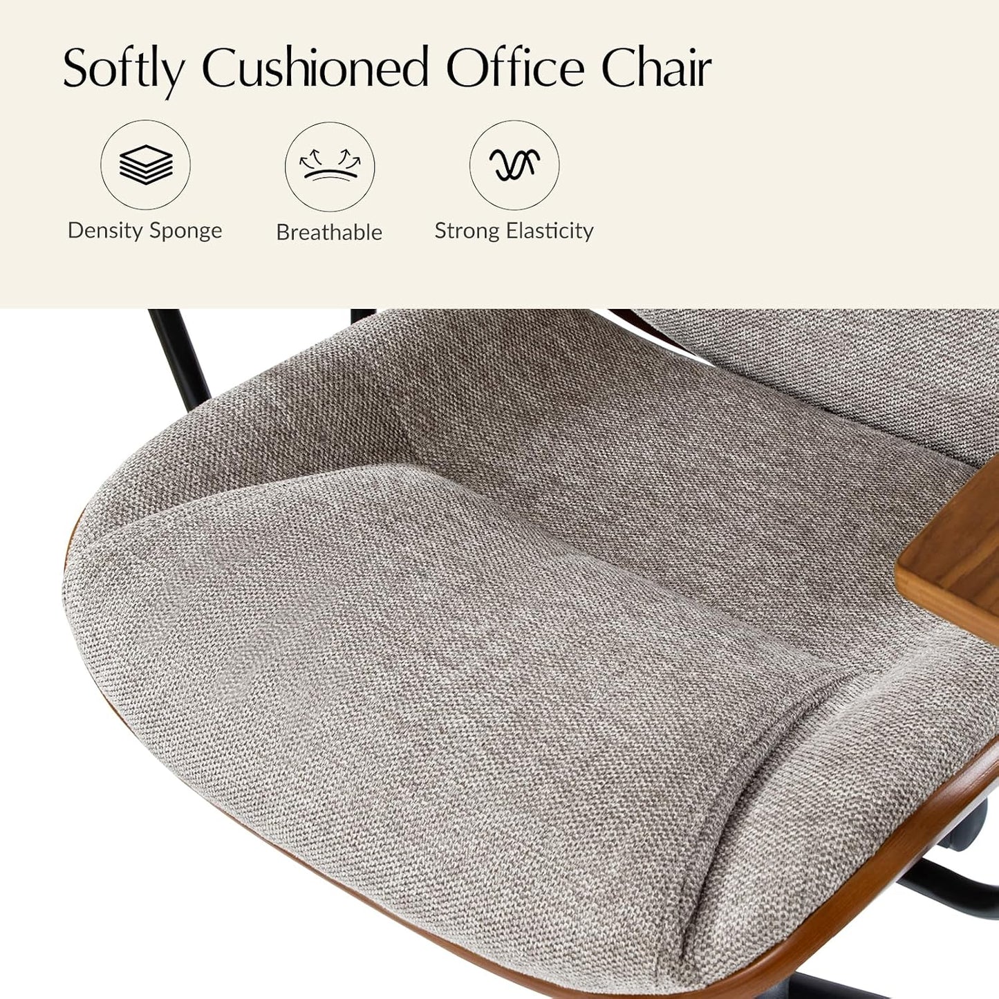 Green Solid Wood Office Chair Adjustable Swivel Mid Century Desk Chair