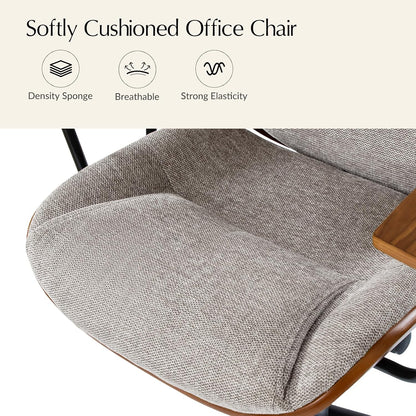 Green Solid Wood Office Chair Adjustable Swivel Mid Century Desk Chair