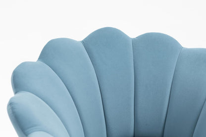 Blue Velvet Office Chair Adjustable Swivel Vanity Chair with Gold Base