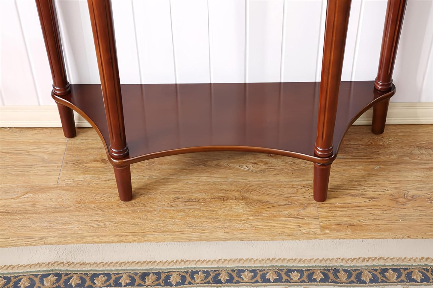 Solid Wood Half Moon Console Table with Drawer Cherry Wood Entryway Table