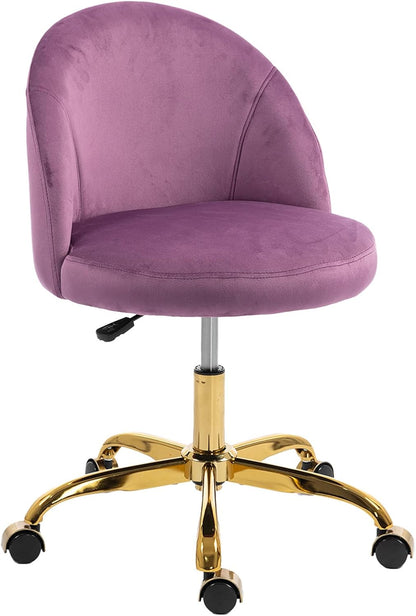 Black Velvet Vanity Chair Gold Base Adjustable Swivel Rolling Desk Chair