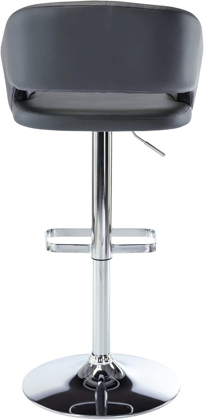 Black Adjustable Swivel Bar Stool Modern Faux Leather Counter Height Chair