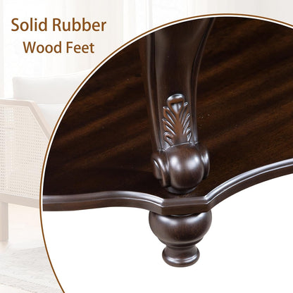 Oval Coffee Table with Storage Victorian Carved Wood 2 Tier Living Room Table