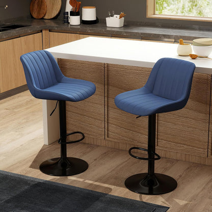 Adjustable Swivel Bar Stool Black Faux Leather Counter Height Metal Base