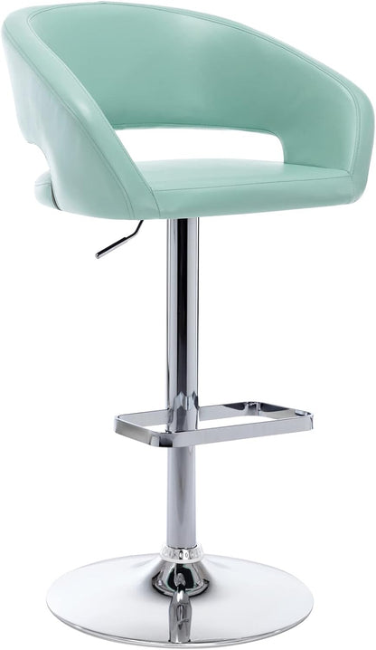 Black Adjustable Swivel Bar Stool Modern Faux Leather Counter Height Chair