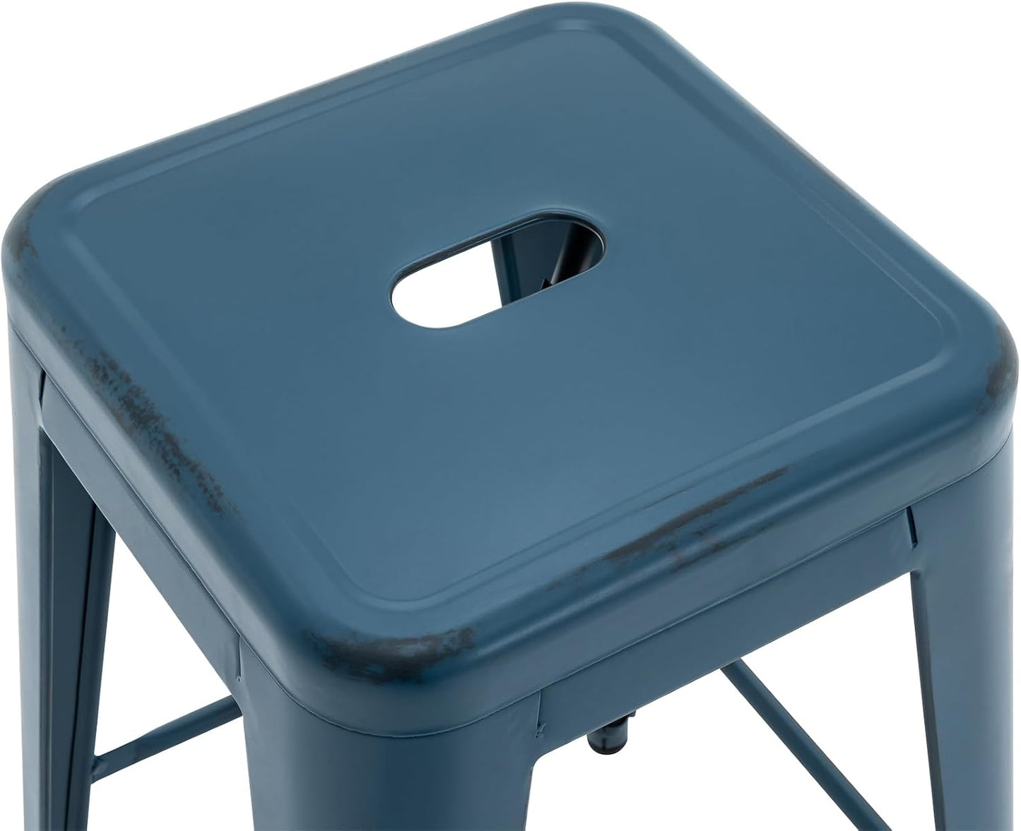 Black Metal Bar Stools Set of 2 Stackable Industrial Counter Height Seats